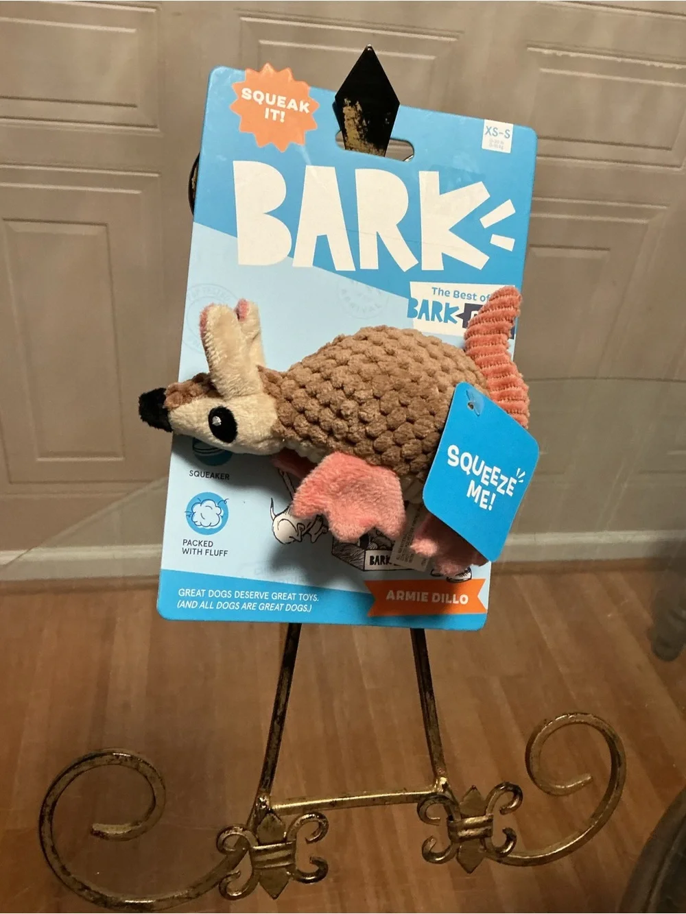 Bark Box Armie Dillo Armadillo Size  6” Plush Dog Toy Clinker Squeaker